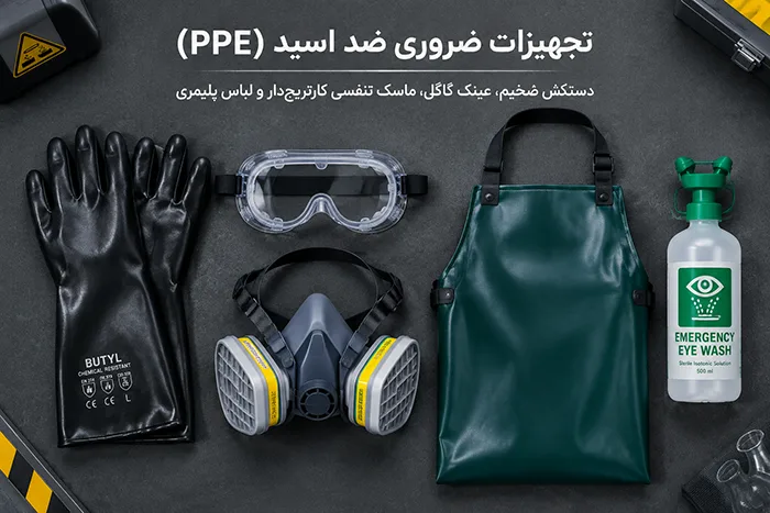 تجهیزات حفاظت فردی (PPE) ضروری برای کار با اسیدها